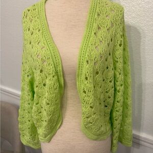 Avenue Lime Green Women's Open Knit Cardigan